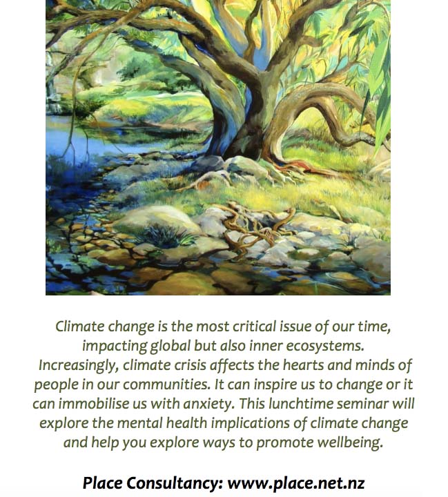Climate change is the most critical issue of our time, impacting global but also inner ecosystems. Increasingly, climate crisis affects the hearts and minds of people in our communities. It can inspire us to change or it can immobilise us with anxiety. This lunchtime seminar will expore the mental health implications of climate change and help you explore ways to promote wellbeing.