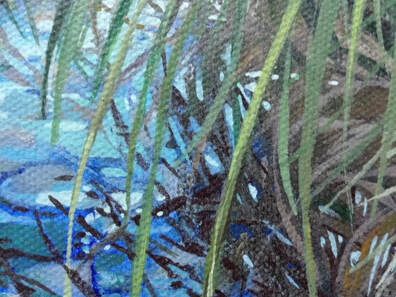 Painting of reeds by water