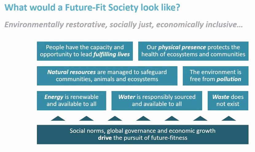 Table showing what a future fit society would look like